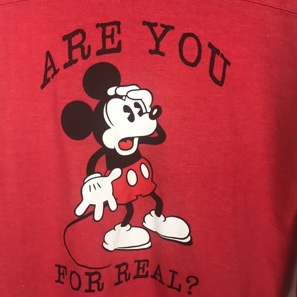 Disney Mickey Mouse Are You For Real Red and White long sleeve women’s shirt Med - Picture 2 of 5